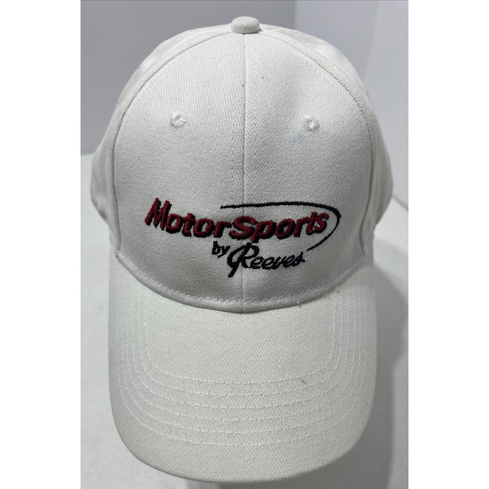 Motor Sports by Reeves WHITE Adjustable Baseball Cap Anvil Hat‎